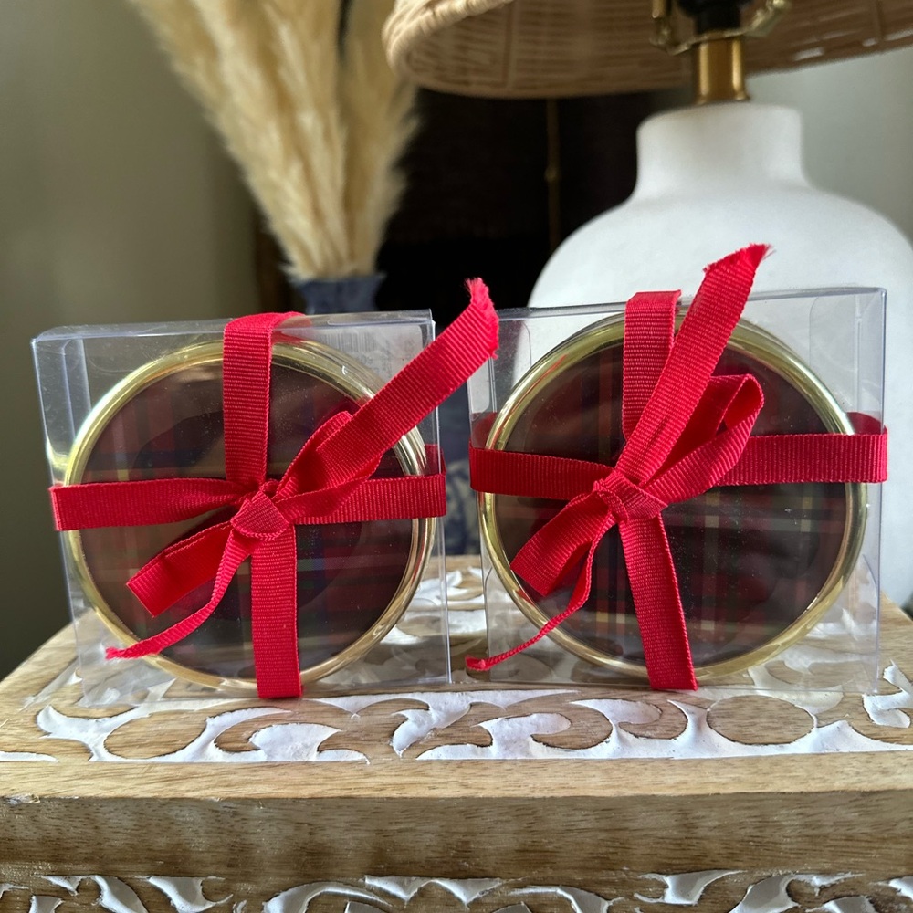 2 sets new talbots plaid coasters. Tartan plaid festive 8 total
